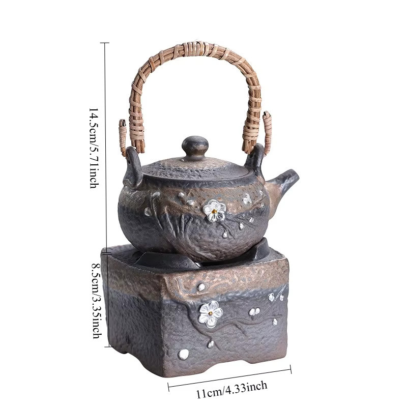 PDQ Vergoldeter und glasierter Stoneware Balkentopf mit Pflaumenblüten-Design in Silber für Tee oder Kerzen - Bild 3