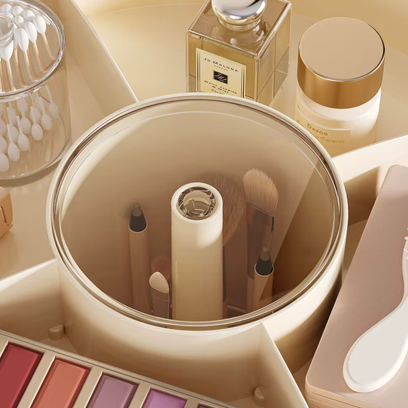 TLXT Kosmetik-Organizer 360 Grad drehbar, transparenter Aufbewahrungsständer für das Badezimmer in Weiß - Bild 2