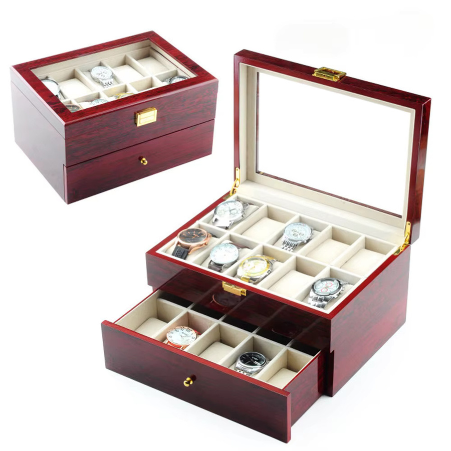 Uhrenaufbewahrungsbox mit Schublade, Glasvitrine, Unisex - Bild 3