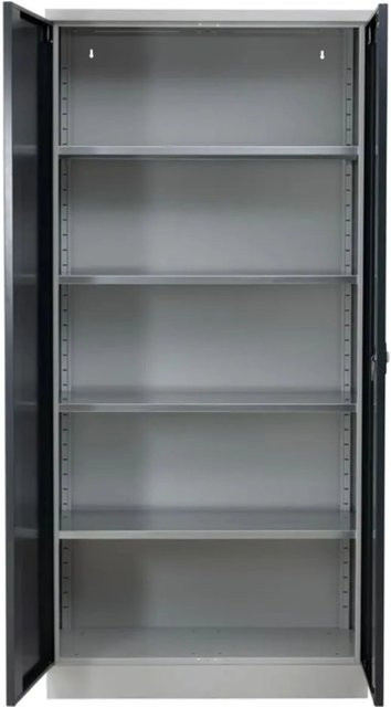 PROREGAL Stahlschrank mit 9 Fachböden und Schließsystem in Grau-Schwarz, H x B x T: 195 x 92 x 42 cm - Bild 1