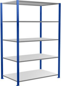 Schulte Grundregal Steckregal MULTIplus150 mit 5 Fachböden und Kreuzstrebe, Farbe: Enzianblau/Verzinkt, B/T/H: 200 x 130 x 80 cm - Bild 1