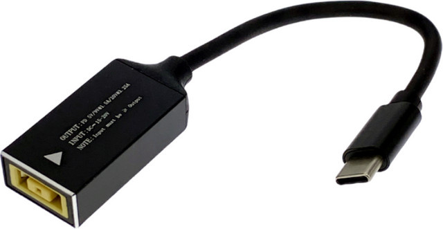 Lenovo 65 W USB Typ C PD Schnellladekabel mit DC Vierkantstecker auf Typ C PD Adapter Konverter in Schwarz - Bild 1
