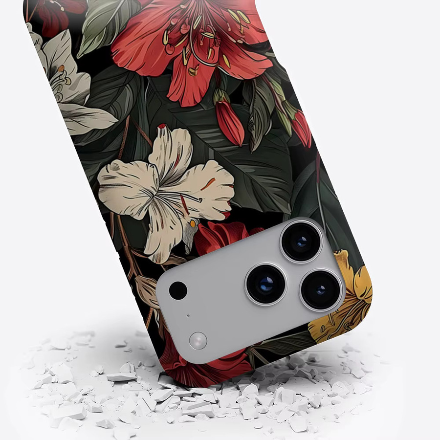 Aurea Case Matte Bumper MagSafe Schutzhülle für iPhone mit Vintage Hibiskus-Blüten-Design in Multicolour - Bild 3