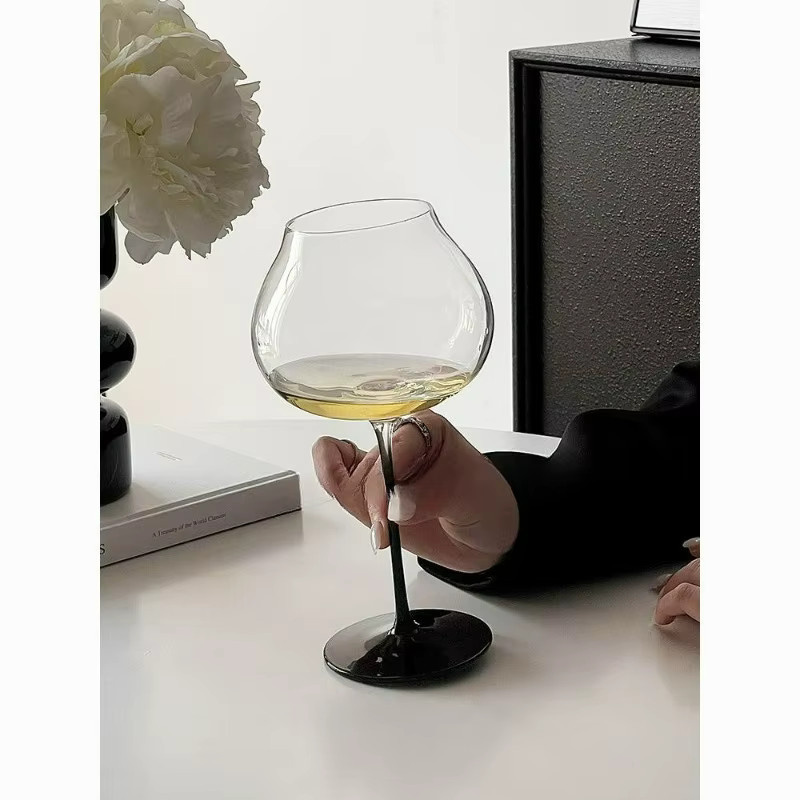 Luxuriöses Champagnerglas aus Kristallglas mit schwarzem Stiel, transparent - Bild 2