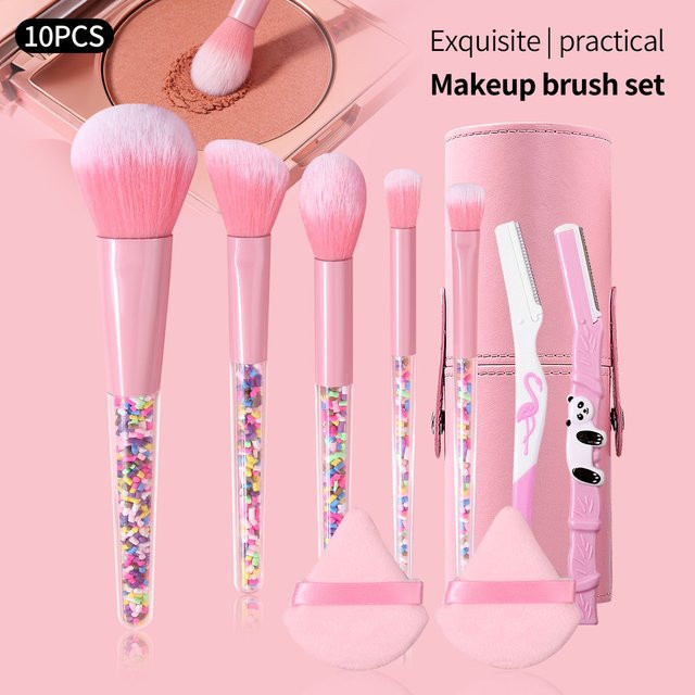 KOSSHOW Make-up-Pinsel-Set, 10-teilig, Rosa, mit Aufbewahrungstasche - Bild 1
