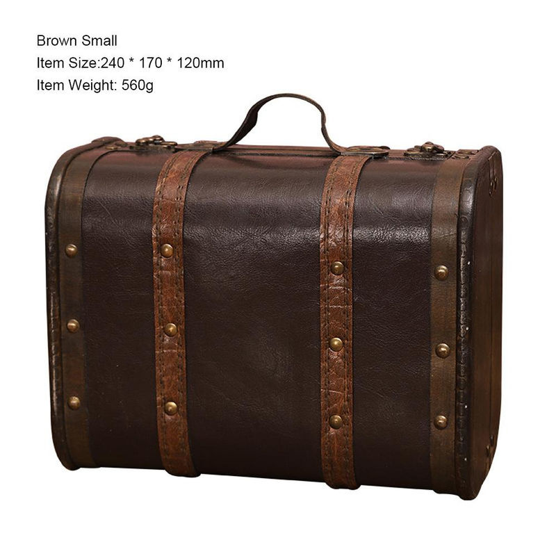 TOMTOP JMS Retro-Koffer aus Holz mit Leder-Finish in Braun als dekorative Aufbewahrungsbox und Fotografie-Requisit - Bild 10