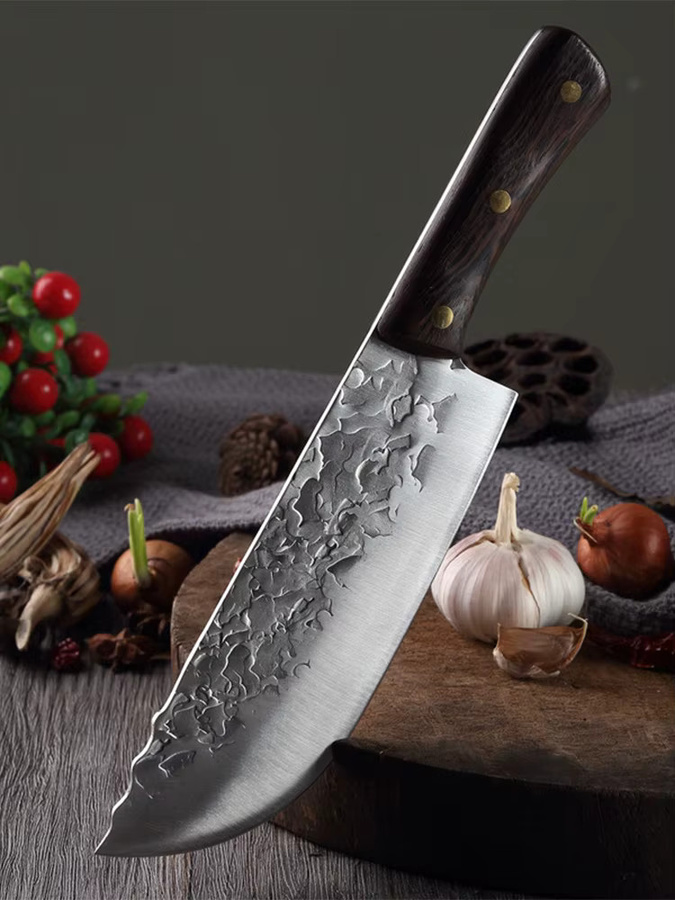 GuanQi Handgeschmiedetes Küchenmesser mit Holzgriff als Ultrascharfes Metzgerbeil zum Fleischschneiden und Fischfiletieren - Bild 7