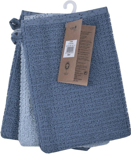 Wörner Waschlappen 3er-Pack, blau, Bio-Baumwolle, 15x21 cm - Bild 1