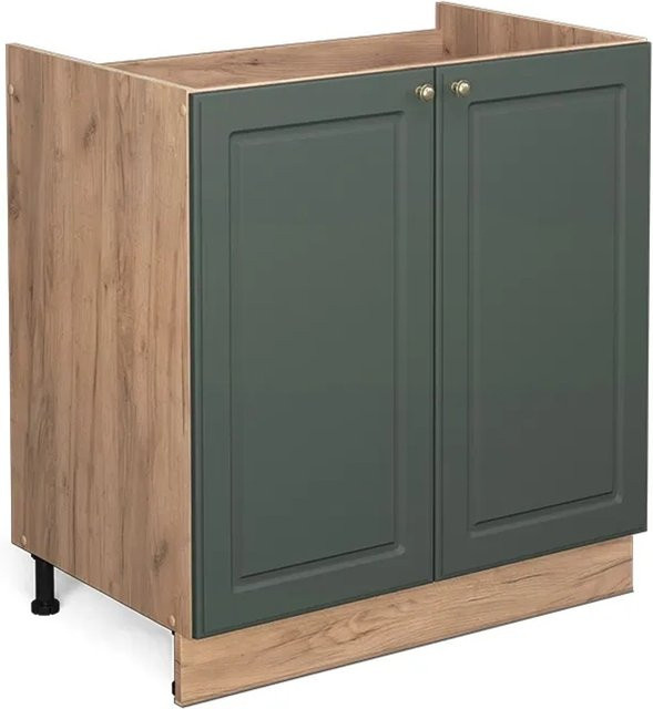 Vicco Spülenunterschrank Fame-Line Landhaus Eiche Grün-Gold mit Softclose-Scharnieren Breite: 80 cm - Bild 1