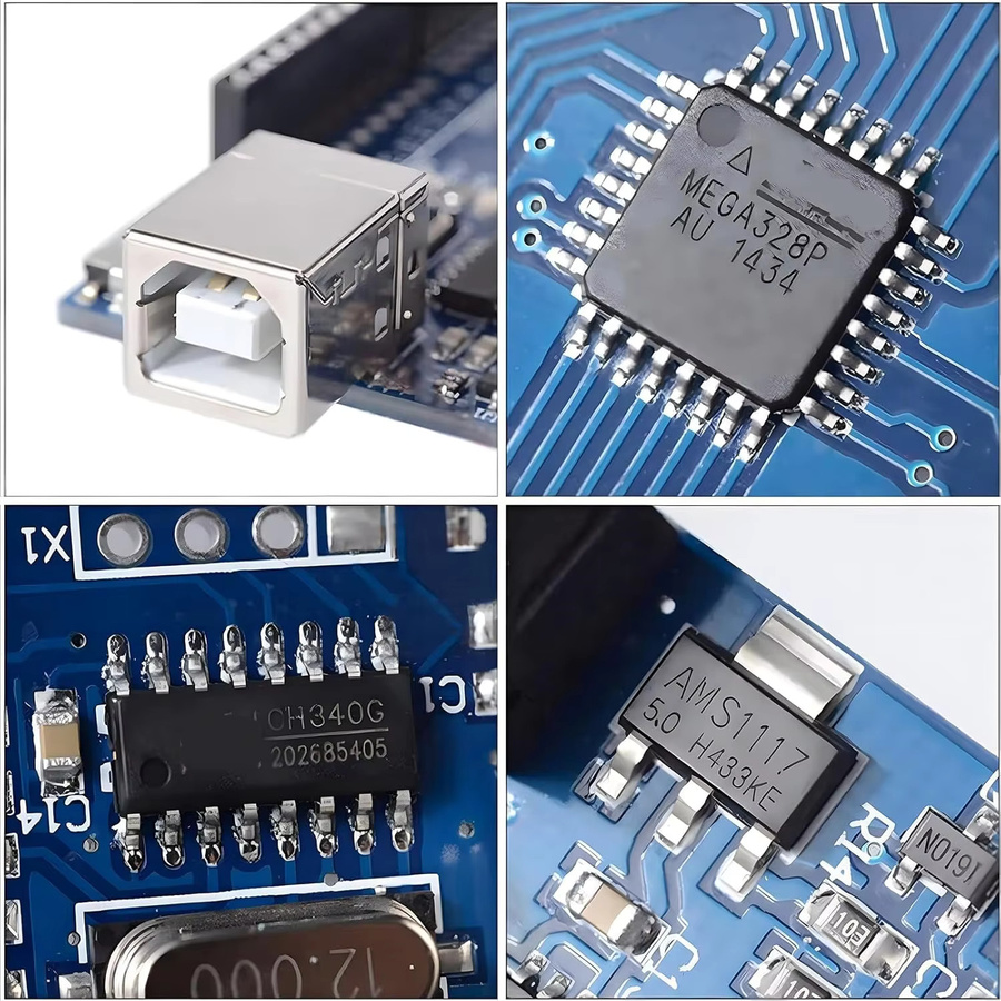 HORNAXYS UNO R3 Entwicklungsboard mit ATMEGA328P-AU Chip und USB-C oder Micro-USB Kabel in Blau - Bild 2