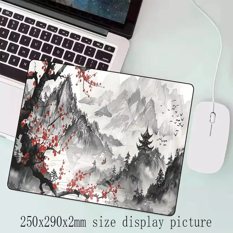 VIKAMA Gaming-Mauspad Japan Cherry Blossom in Multicolour, große Schreibtischunterlage mit rutschfester Gummibasis und genähtem Rand - Bild 3