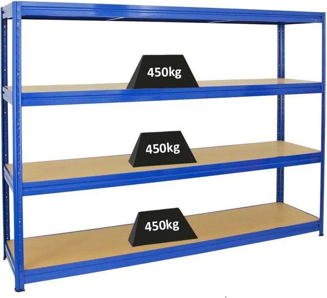 PROREGAL Schwerlastregal Dino Blau mit verstellbaren MDF-Holzböden, H 180 cm x B 240 cm x T 60 cm - Bild 1