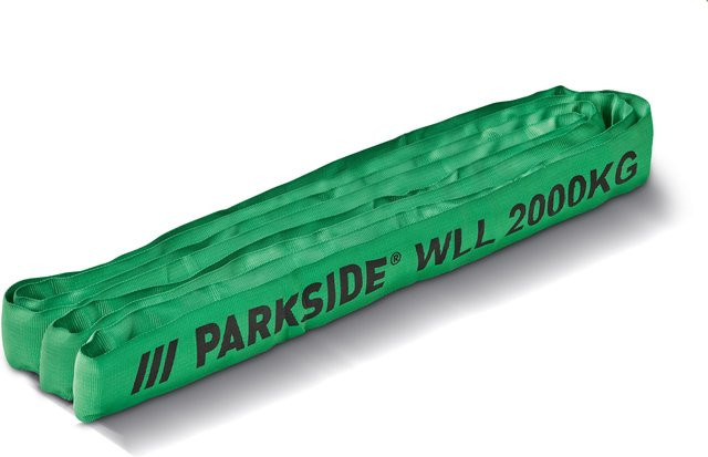 Parkside Hebeschlinge im 2er Set, Farbe Grün, Länge: 2 m, Tragkraft: 1000/2000 kg - Bild 1