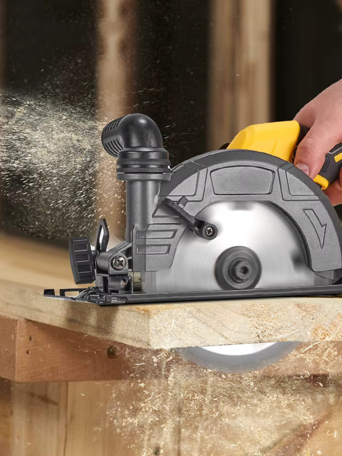 MELLWIN Bürstenlose 6-Zoll-Elektro-Kreissäge in Gelb, tragbare Multifunktions-Schneidemaschine für Holz und PVC-Rohre, wiederaufladbar und kompatibel mit Makita LXT Akkus - Bild 8