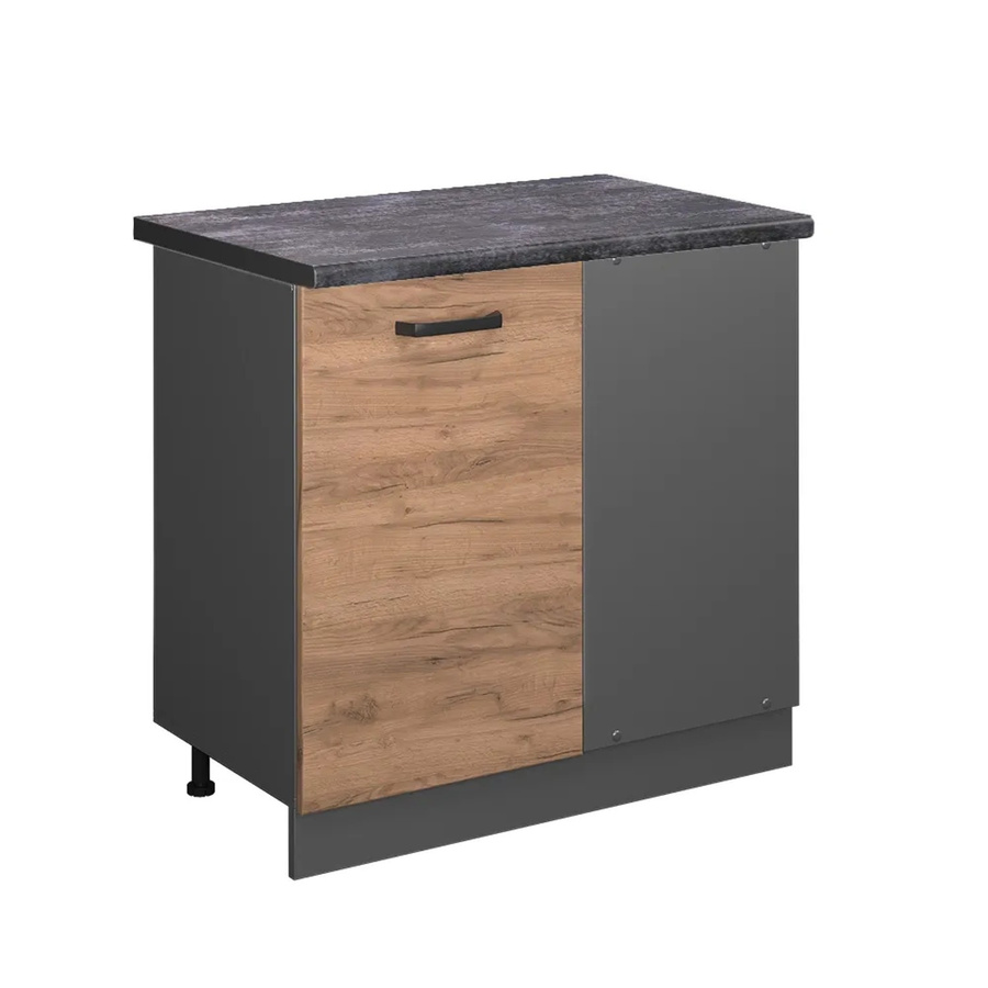 Vicco Eckunterschrank R-Line Goldkraft Eiche Anthrazit modern mit Scharniertüren B/T/H: 86 x 60 x 81,6 cm - Bild 2