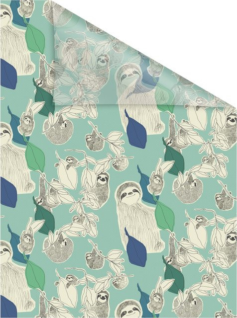 Lichtblick Fensterfolie selbstklebend Sichtschutz Sloths on turquoise in Grün - Bild 1