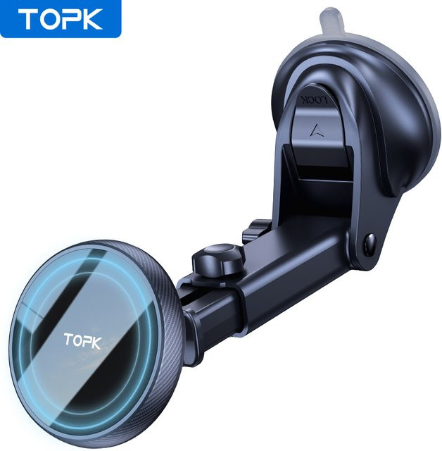 Topk Magnetische Autotelefonhalterung in Schwarz mit starkem Magnetismus und Metallhaken für die Einhandbedienung - Bild 1