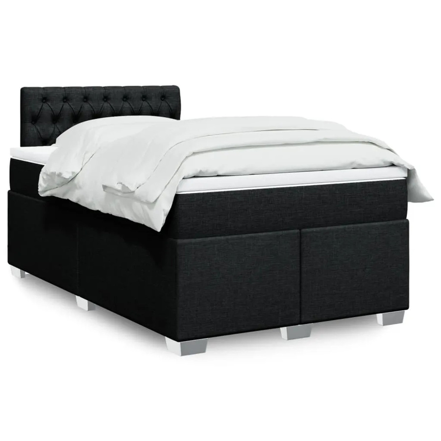 vidaXL Boxspringbett mit Matratze Schwarz, Hybridbett mit USB-Ladeport und Unterbettbeleuchtung, B/T: 120 x 200 cm - Bild 2