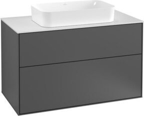 Villeroy & Boch Waschtischunterschrank Finion mit integrierter Wandbeleuchtung, Grau lackiert, B/H/T: 100 x 60,3 x 50,1 cm - Bild 1