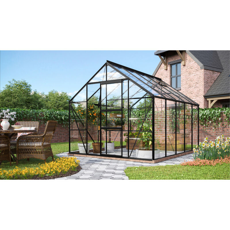 Vitavia Gewächshaus Merkur 8300 in Schwarz mit ESG-Glas und Schiebetür - Bild 4