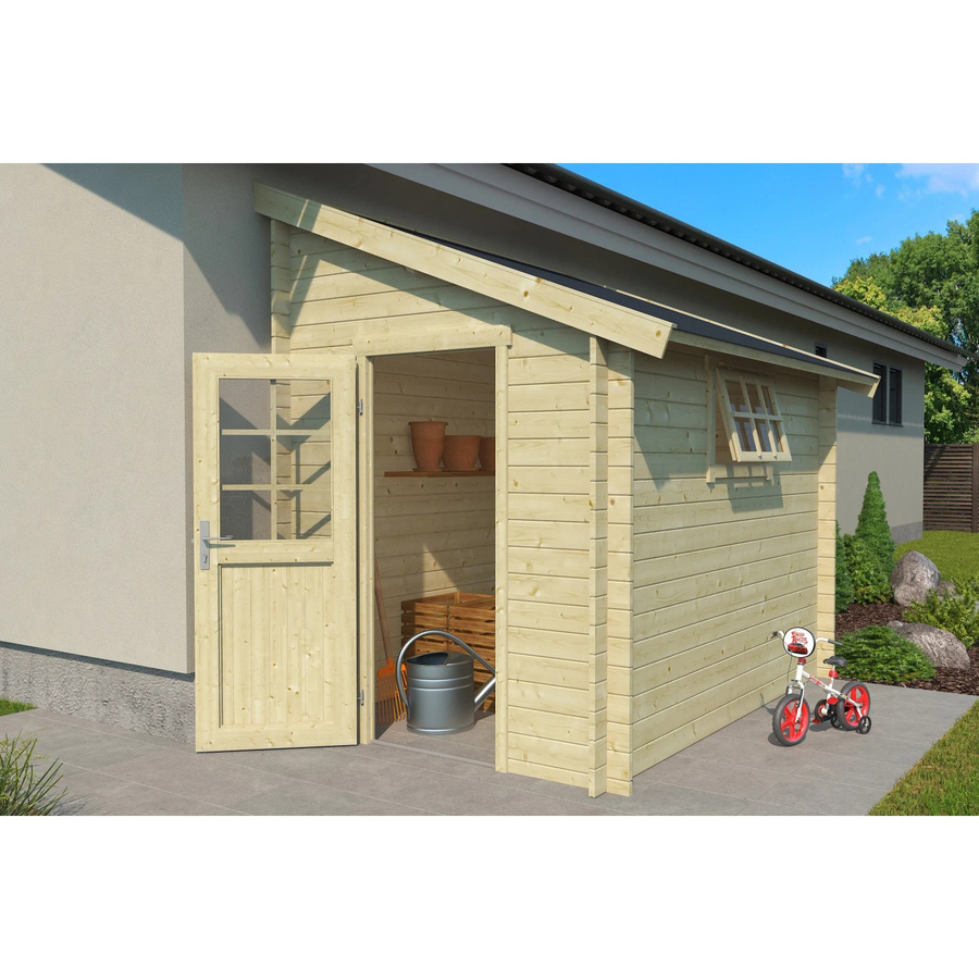 Lasita Gartenhaus Jura 2 aus Fichtenholz mit Satteldach in Beige, B/H/T: 214,6 x 267,9 x 295 cm - Bild 2