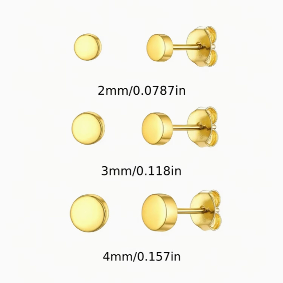 LUXUSTEEL Ohrstecker Edelstahl, vergoldet, Unisex, 2/3/4mm - Bild 3