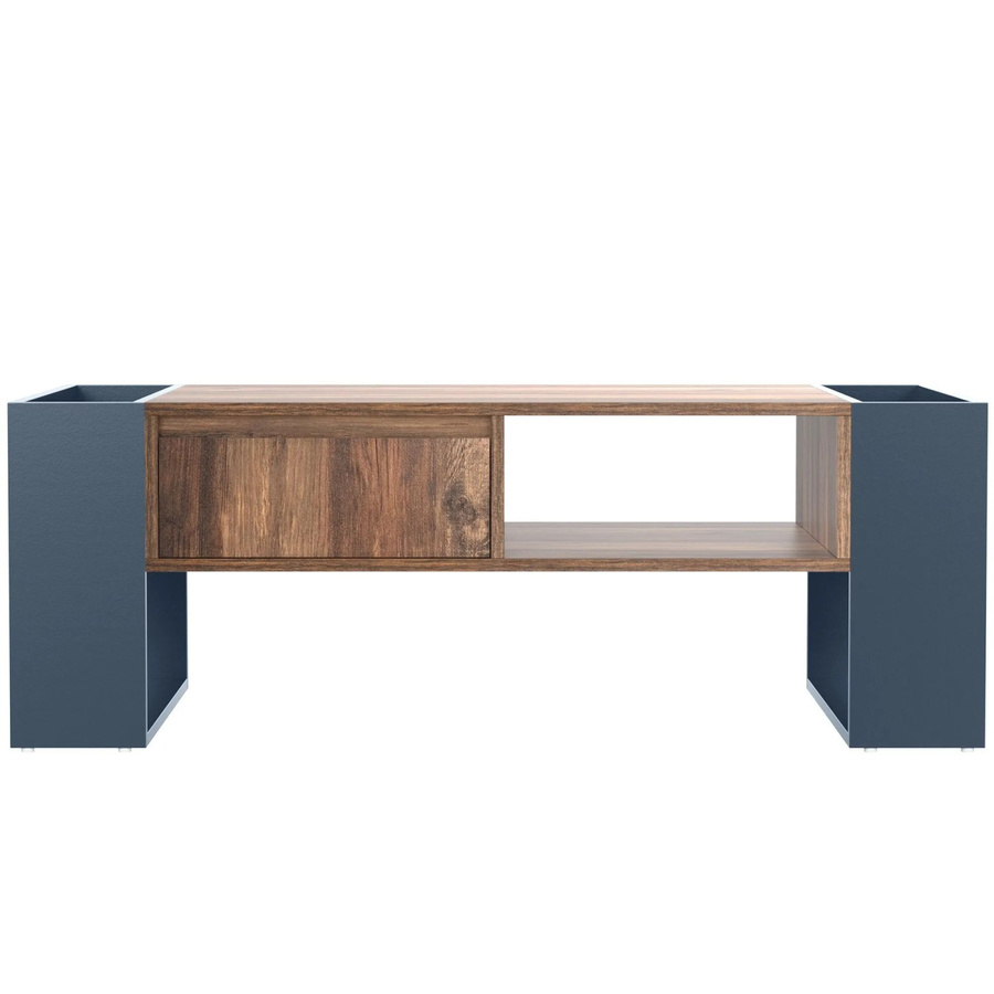 okwish Couchtisch mit Staufächern in Holzmaserung, Grau/Holz, B: 111 cm, T: 60 cm, H: 40 cm - Bild 2