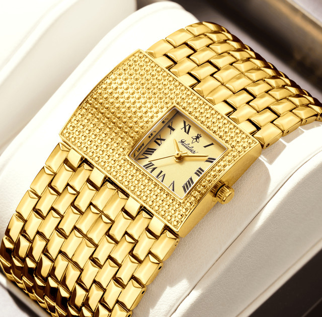 YaLaLuSi Armbanduhr Quarz, Edelstahl, Gold, Schwarz, Herren - Bild 1