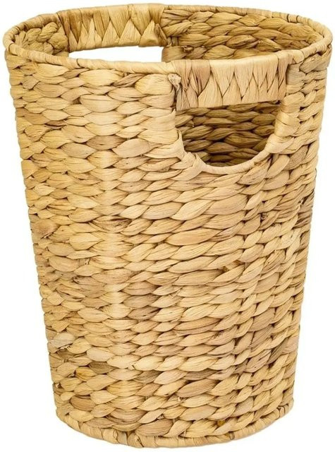 HMF Papierkorb Büro Aufbewahrungskorb aus handgeflochtener Wasserhyazinthe, beige, Durchmesser: 25 cm, Höhe: 30 cm - Bild 1