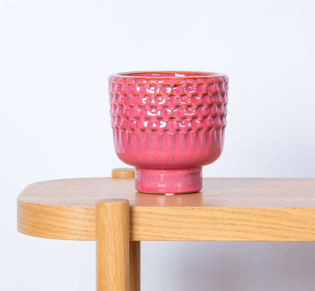 Keramik Übertopf BLUME2000 Rot Tabletop Höhe: 14,5 cm, Breite: 14,5 cm, Tiefe: 14,0 cm - Bild 1