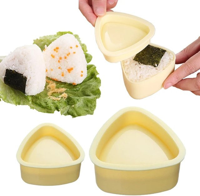 Onigiri Maker Set Dreiecks Sushi Form aus Kunststoff in Gelb für japanische Bento Küche - Bild 1