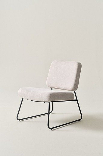 Jotex BOLZANO Loungechair in Beige mit Metallrahmen und Stoffbezug im Retro-Design - Bild 1