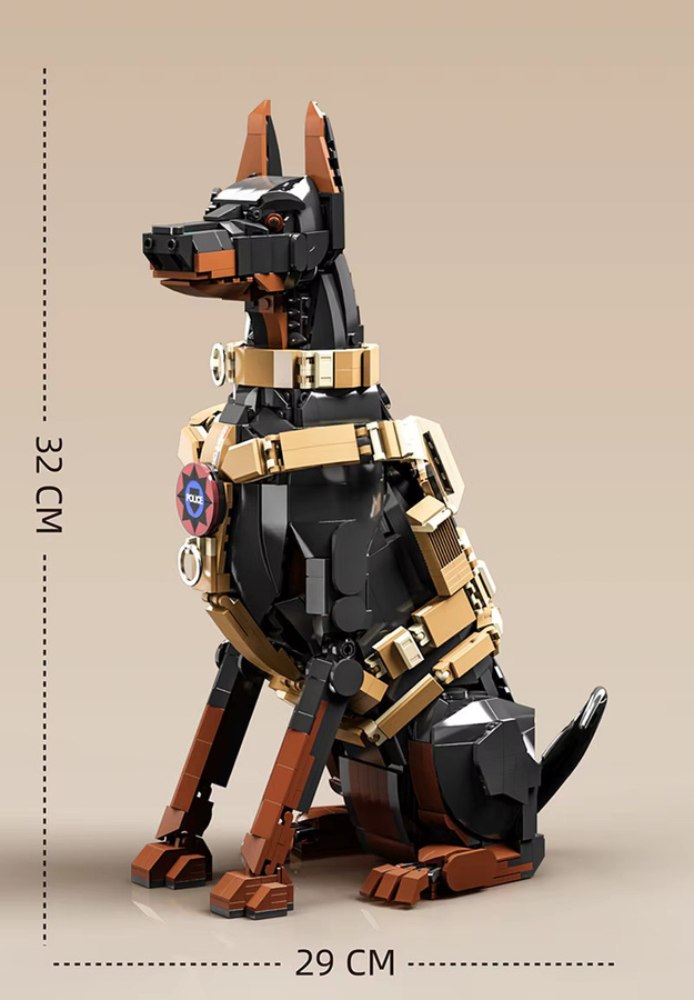 M MENBIS Stadtpolizei-Hund Dobermann, Bausteine-Modell, 1300 Teile - Bild 6