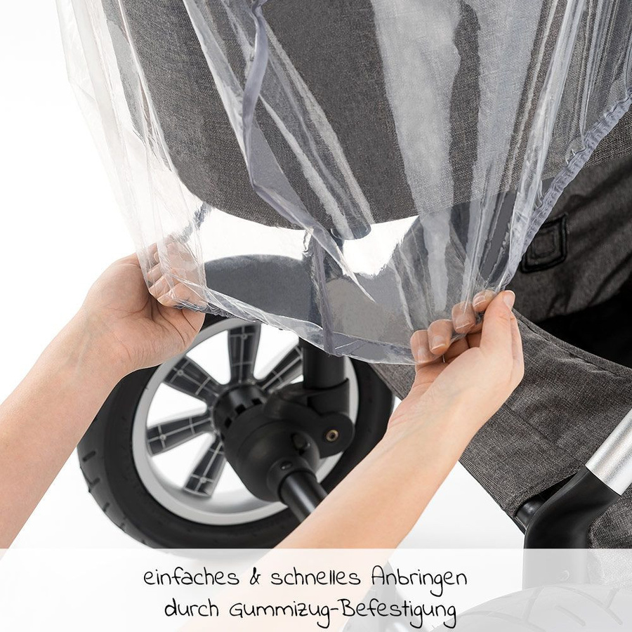 Zamboo Erstlings- & Schutzset für Kinderwagen mit Sonnensegel und Regenschutz in Grau - Bild 6