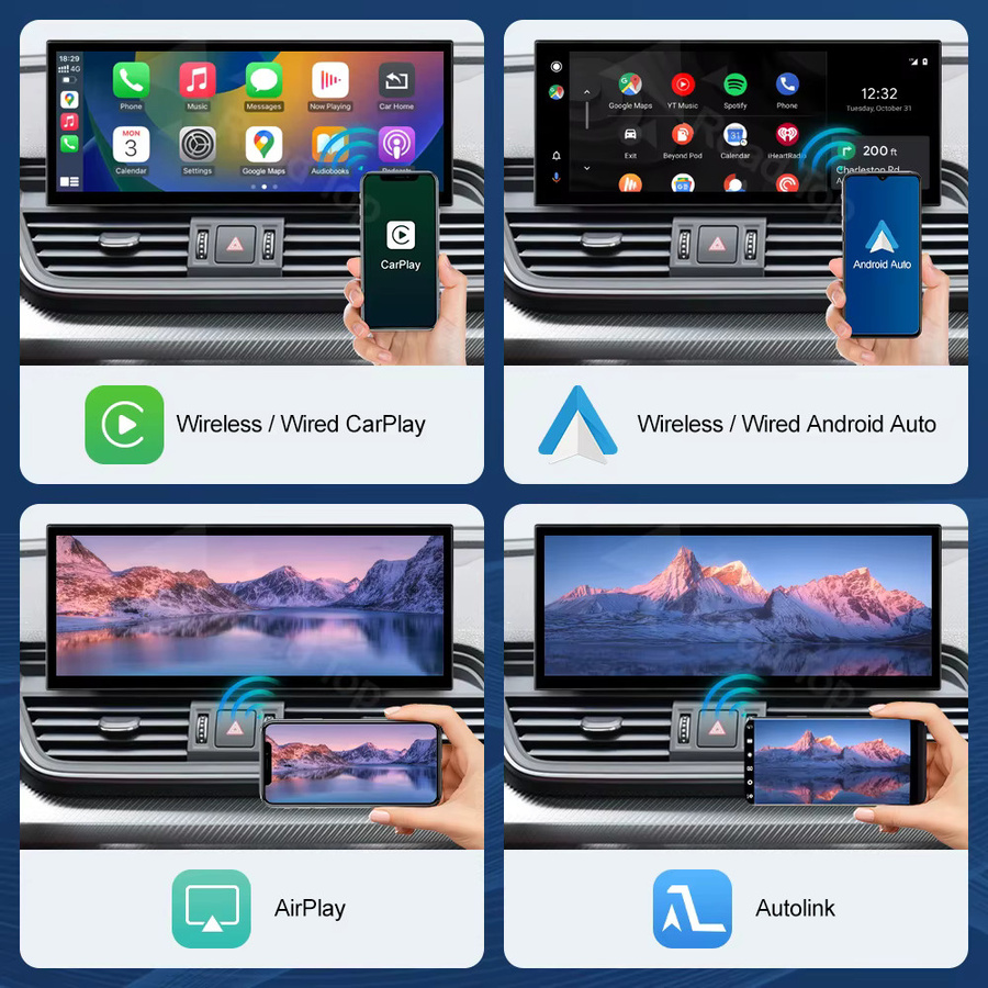 Road Top 12,3 Zoll Multimedia-Display-Touchscreen für Audi Q5 MIB 2018-2019 mit Wireless Carplay, Android Auto, Airplay und Miracast in Schwarz - Bild 4