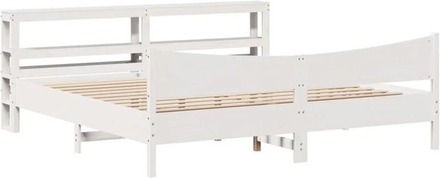 vidaXL Massivholzbett aus Kiefer mit Kopfteil in Weiß, rustikaler Stil, B/T: 200 x 200 cm - Bild 1