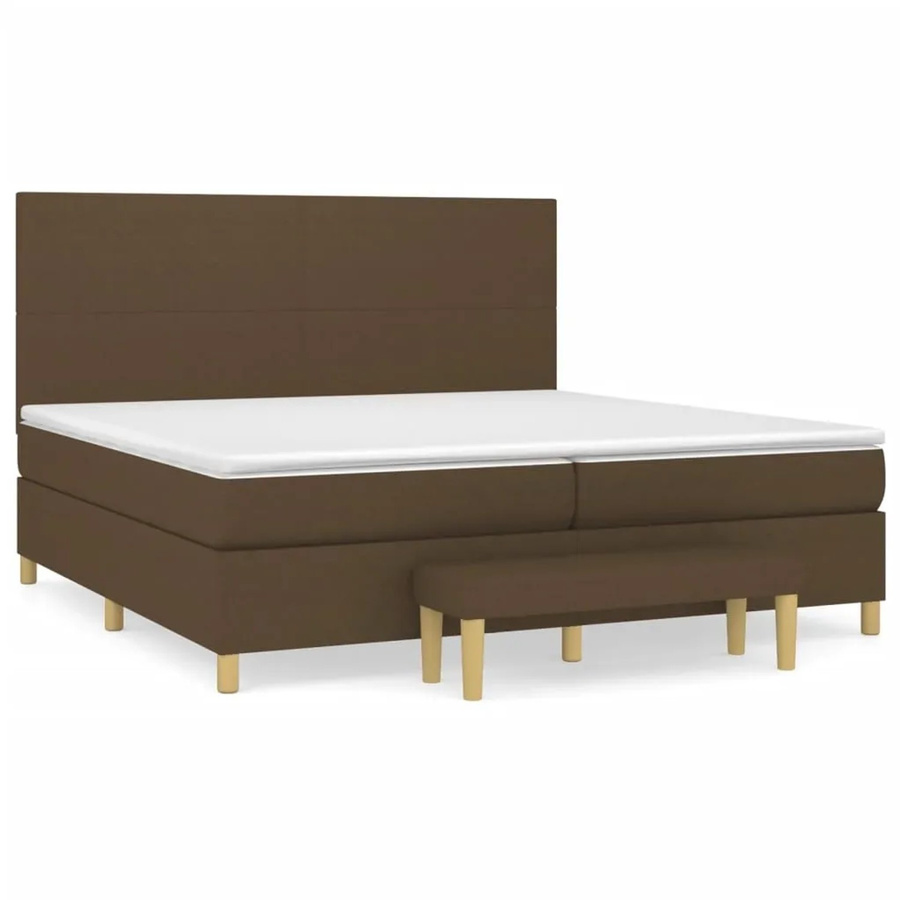 vidaXL Boxspringbett Hybrid mit Matratze und Taschenfederkern, Dunkelbraun und Weiß, B/T/H: 200 x 200 x 203 cm - Bild 2