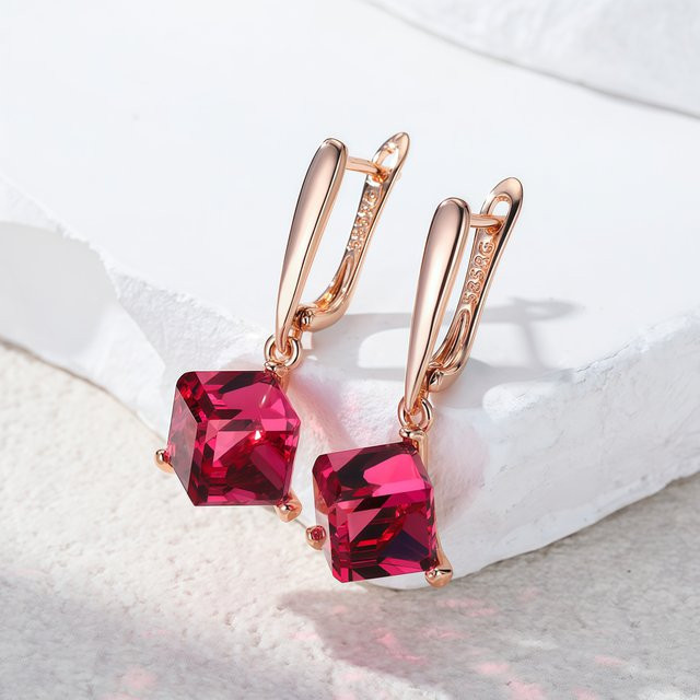 Wbmqda Tropfenohrringe 585 Gold, Roségold, Kristall, Damen - Bild 1