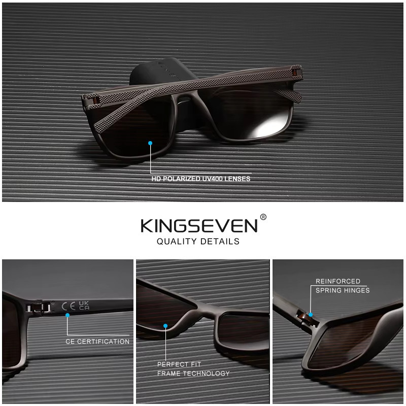 Kings even Sonnenbrille, Herren, Vollrand, rechteckig, Schwarz, Kunststoff, polarisiert - Bild 4