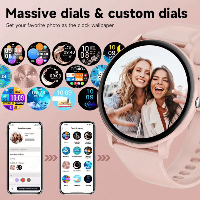 LIGE Smartwatch für Damen und Herren in Pink mit Bluetooth-Anruffunktion, Musiksteuerung und Herzfrequenzmessung für Sport und Fitness, kompatibel mit Android und iOS - Bild 3