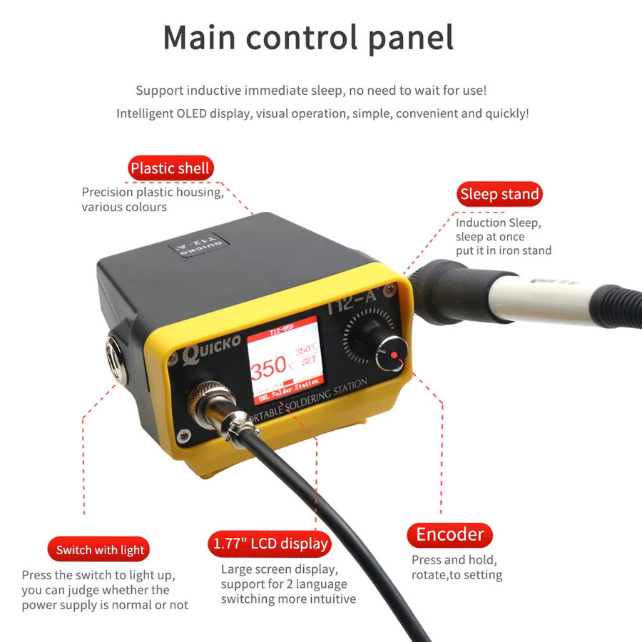 QUECOO T12-A plus Akku-Lötstation Lötkolben für 18–21 V Li-Ionen-Akkus für DIY-Reparaturen ohne Batterie - Bild 2