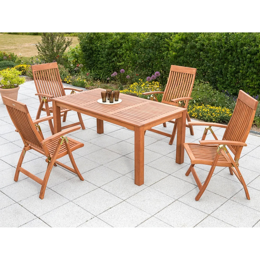 Merxx Gartenmöbelset Comodoro 5-teilig aus Eukalyptusholz in Beige mit rechteckigem Vierfußtisch, Breite: 170 cm, Tiefe: 90 cm - Bild 3