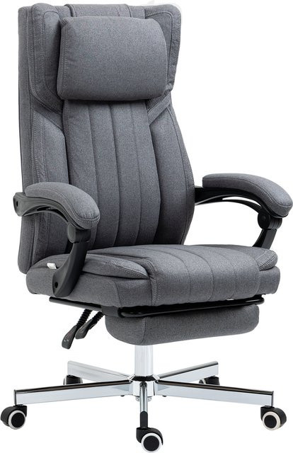 Vinsetto Ergonomischer Bürostuhl in Grau mit Kopfstütze, Armlehnen und Fußstütze, Höhenverstellbar und Drehbar, B/T/H: 65 x 61 x 105-113 cm - Bild 1