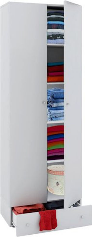 VCM Kleiderschrank Vandol S aus Holz in Weiss mit 2 Drehtüren und integrierten Schubladen, B/T/H: 70 x 40 x 196 cm - Bild 2
