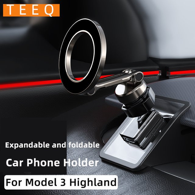TEEQ Magnetische Handyhalterung aus Metall für Tesla Model 3 Highland und Model Y 2019-2024, Einstellbarer Telefonhalter für dein Auto - Bild 1