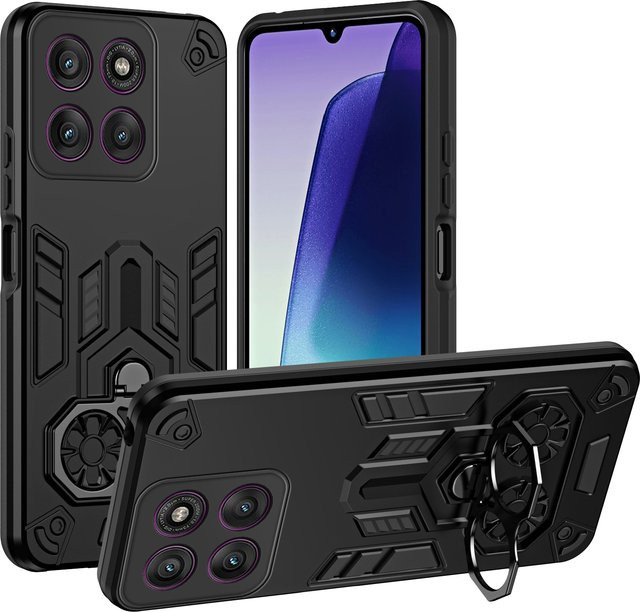 Stoßfeste Schutzhülle für Motorola Edge 50 Pro Fusion Neo G04 G04S G24 G05 G15 Power G15 E14 E15 mit Metallring in Schwarz - Bild 1