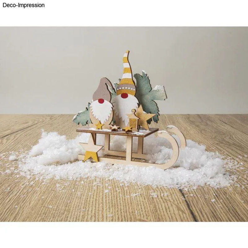Rayher Weihnachtsdeko Holz Schlitten Kerzenacht mit Weihnachtsmann-Motiv, Beige, B: 16,5 cm - Bild 2