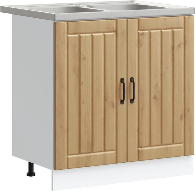 vidaXL Waschbecken-Unterschrank Lucca mit Speicher, 2er-Set, Artisan-Eiche, Braun - Bild 1