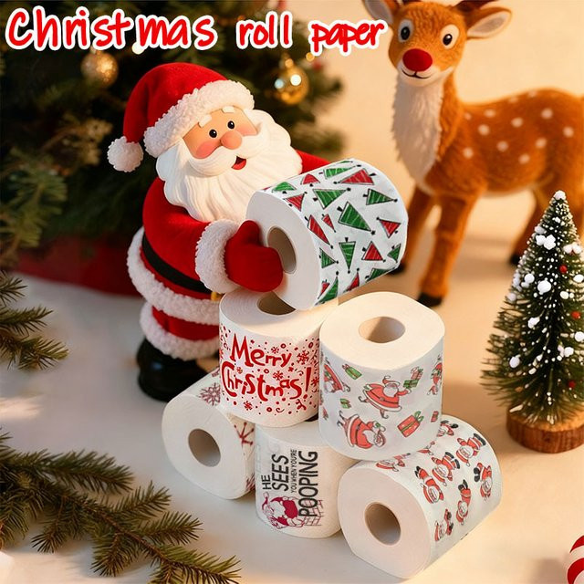 Dekoratives Toilettenpapier mit Weihnachtsmann-Muster in Mehrfarbig - Bild 1