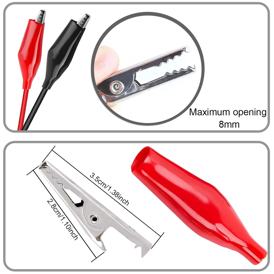 5 Stück USB-A Krokodilklemmen Verbindungskabel aus Kupfer für Stromkreistests, Rot - Bild 2